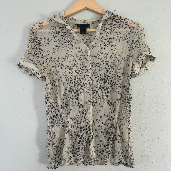 The Limited 100% Silk Cream and Black Floral Blouse Lightweight Sheer Small - Picture 1 of 5